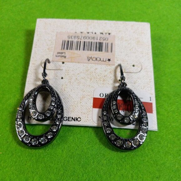 NWT Alfani Double Oval Crystal Earrings - Picture 1 of 4